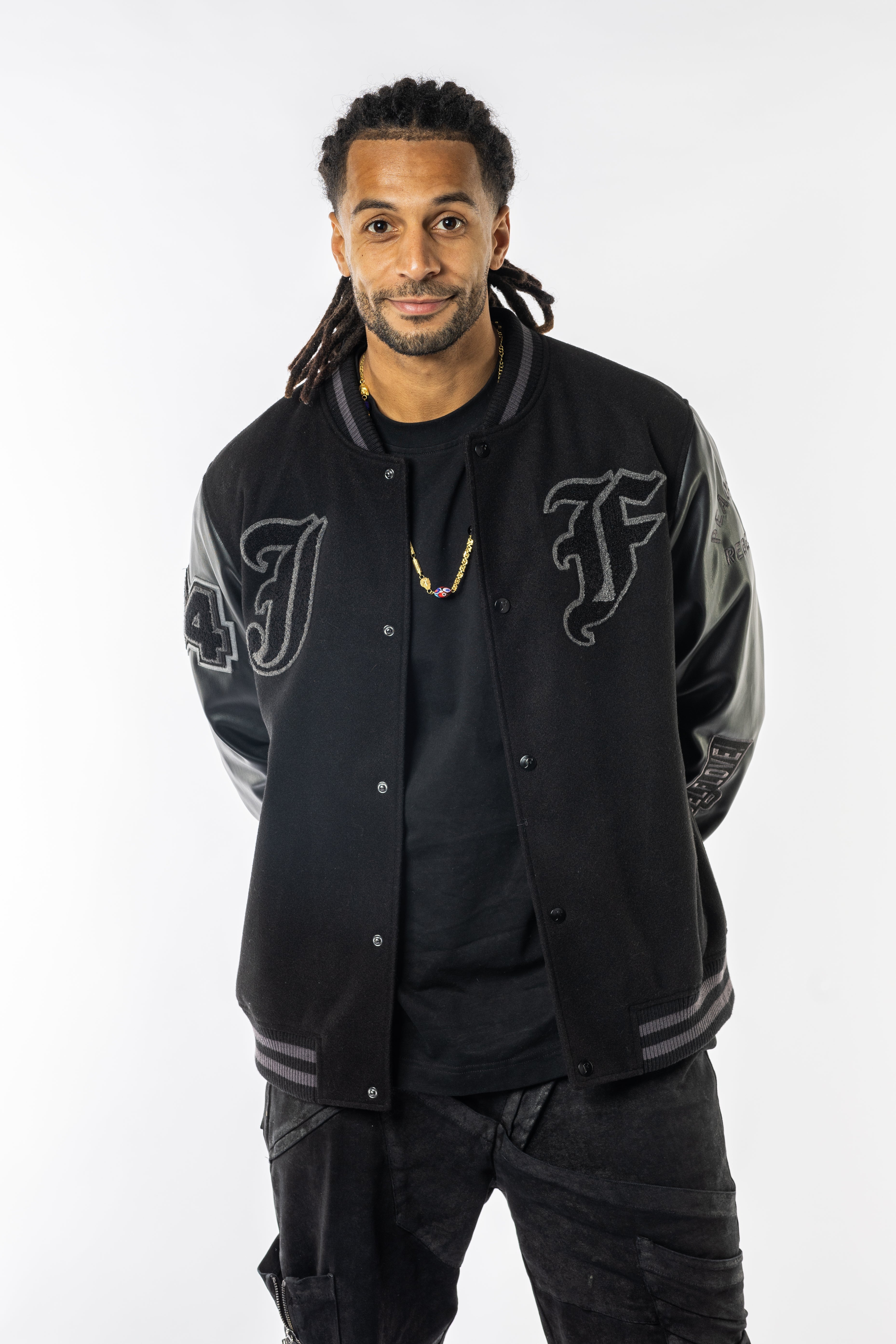 JF - Peaceful Rebels Baseball Jacket Zwart Unisex